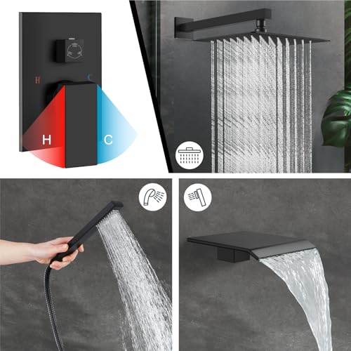 Midanya Rain Shower System with Tub Spout,8 Inch Matte Black by Midanya - Used condition - Image 4
