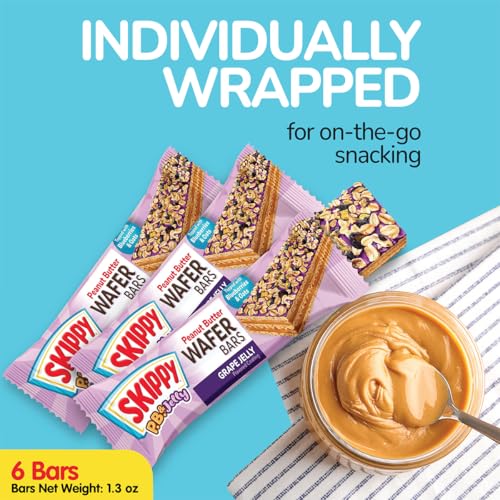 SKIPPY P.B. & Jelly Peanut Butter And Grape Jelly Coated Wafer Bars, 1.3 oz, 6 Ct (36g)/Bar
