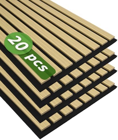 Art3d 12" x 24" Acoustic Wood Slat Wall Panel, 20pcs, 40 sq.ft, Oak