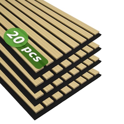 Art3d 12" x 24" Acoustic Wood Slat Wall Panel, 20pcs, 40 sq.ft, Oak