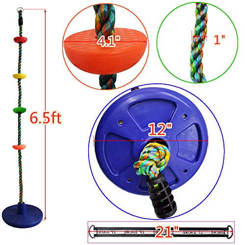Duenew Climbing Rope Tree Swing With Multicolor Platforms And Blue Disc Swings Seat Set Outdoor Backyard Playground Playset Accessories For Kids #TOP6