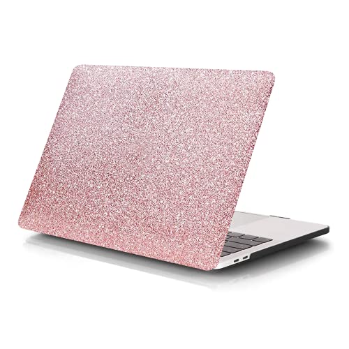 AUSMIX MacBook Air 13 inch Case 2021 2020 2019 2018 Release A2179/A1932/A2338 M1,Slim Smooth Bling PC Hard Shell Premium Leather Cover for Apple Macbook Air 13'' with/without Touch Bar - Shiny pink