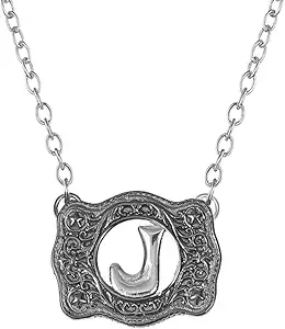 Belt Buckle Necklace Western Style Initial Letter Pendant Necklace, Decorative Belt Buckle Frame Design