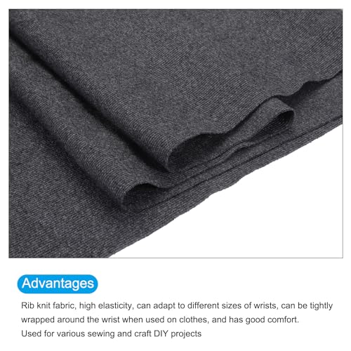 Image of MECCANIXITY 47 inch Elastic Cuffs Ribbed Trims Cotton Fabric Knit Rib Stretch Tape Cuff Sleeve Waistband for Sewing, 20 inch Wide Dark Gray