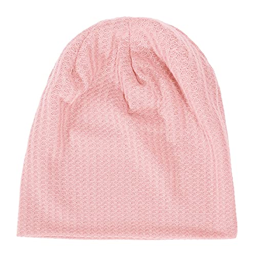 Zlyc Women Fashion Knit Slouchy Beanie Hat Thin Stretch Skull Caps (Solid Light Pink) #TOP3