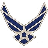 United States Air Force USAF Symbol Wings Embroidered Patch, with Iron-On Adhesive (Blue Wings)