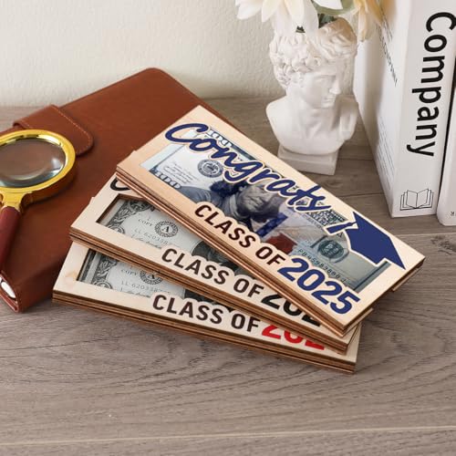 Graduation Money Holder Graduation Gift Wooden Graduation Card Box Cash Holder Envelope Class of 2025 Senior Money Gift for Graduates (2025 Blue)4