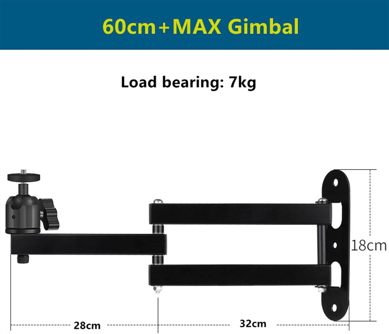 Projector Mount Universal Projector Wall Mount Bracket Full Motion 360 Rotate With Plate Flexible Arm Foldable Bracket Projector Stand (Color : Total Length 60cm)