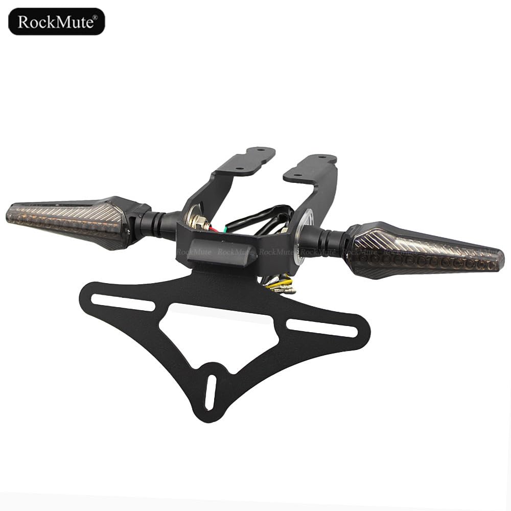 Tylny uchwyt tablicy rejestracyjnej do Kawasaki Ninja 650 Z650 2022 2023 Motocykl, Eliminator błotnika, uchwyt, kierunkowskaz sekwencyjny, płynące światło LED (pełny zestaw (uchwyt + wskaźniki)