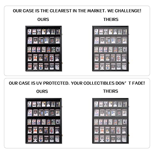 Image of KCRasan 35 Graded Sports Card Display Frame -Baseball Card Display Case Lockable - Trading Card Collector Wall Display Holder for Basketball Football Hockey Cards, UV Protection Acrylic(Black)