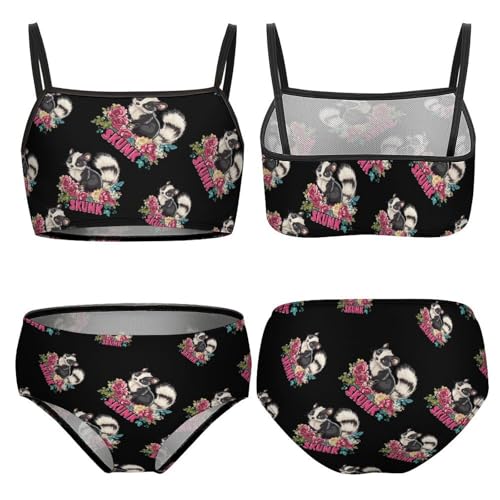 Skunk Skunks Roses Girls Swimsuits Two Piece Bikini Sets Beach Sport Swimwear Bathing Suit3