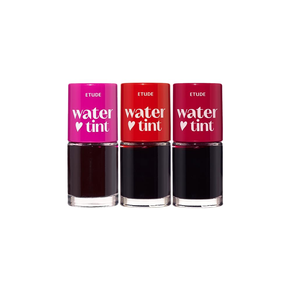 ETUDE Dear Darling Water Tint 3 SET (Strawberry Ade, Cherry Ade, Red Grapefruit Ade, 9g*3) | Vivid Color Lip Stain with Moisturizing Weightless & Non-sticky Finish | Korean Makeup, Perfect for Gift