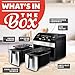 Gourmia Dual Basket Air Fryer - 10 Qt Large Capacity, FryForce360º, Digital Display with 7 Presets, Roast, Bake, Broil, Dehydrate, Match Cook, Sync Finish, Dishwasher Safe Accessories, Black