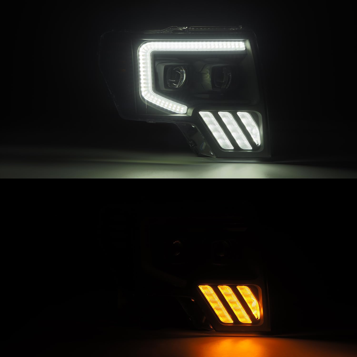 AlphaRex 09-14 Ford F150 PRO-Series LED Projector Headlights Black