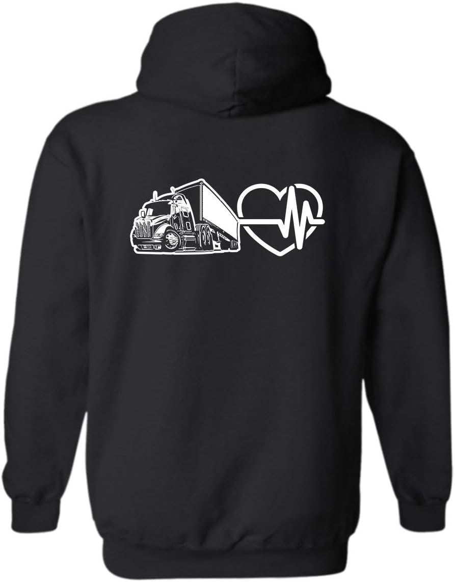 Sudadera con capucha unisex para camionero, Heartbeat Cool, Sudadera con capucha, color negro, X Sudadera con capucha unisex para camionero, Heartbeat Cool, Sudadera con capucha, color negro, X