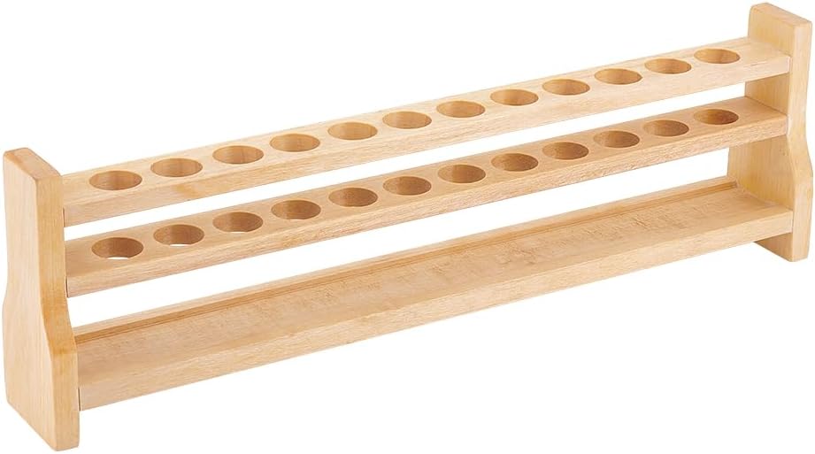 OLYCRAFT 12 Holes Wooden Test Tube Rack 20ML Test Tube Display Stand 22mm Hole Tube Display Racks Wood Colorimetric Tube Stand Centrifuge Tube Rack for Test Tube Chemistry Laboratory 15.9x2.1x4.8 Inch