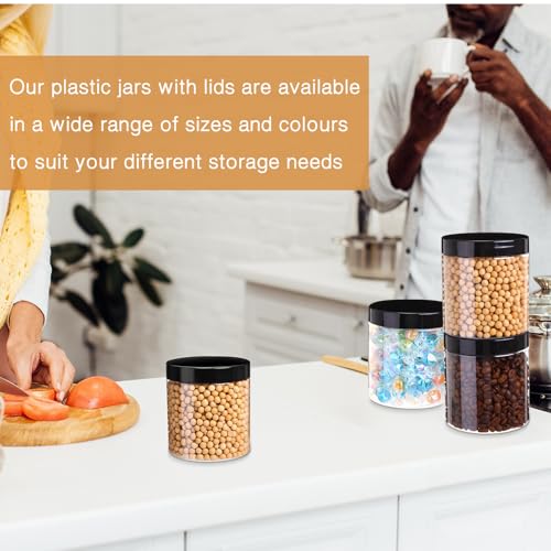 Image of Patelai 4 Pcs Plastic Jars Wide Mouth with Lids,16 Ounce,Black