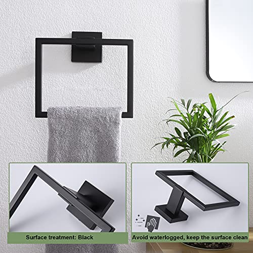 Kokosiri Hand Towel Ring Shower Towel Hanger Holder Bath Towel Holder Bathroom Lavatory Stainless Steel Wall Mount, Matte Black, B3004Bk #TOP3