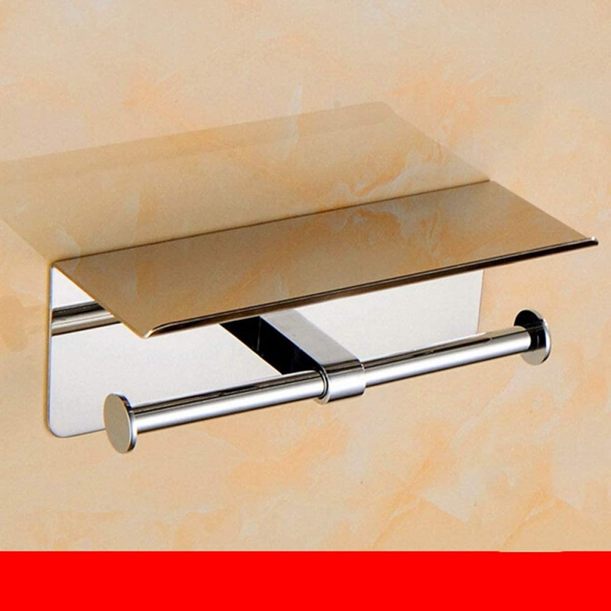 Portarotolo Doppio Portarotolo da Parete Appendino per Rotolo di Carta Velina con Ripiano per Telefono Cellulare per Bagno Home Office Hotel
