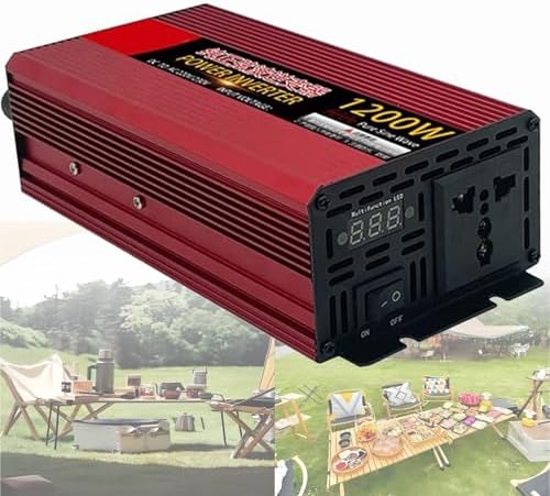 Pure Sine Wave Inverter 1200W 48V to 220V - DC to AC Voltage Converter for Outdoor Use, High Efficiency, Lightweight, Ideal for RVs, Boats, Solar Power, Emergency Backup