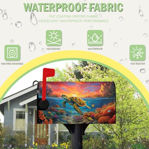 image for Dacawin Sea Turtle Mailbox Covers Magnetic Standard Size Ocean Animals