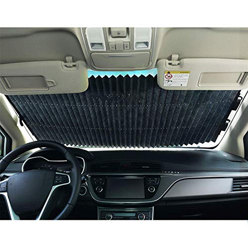 Car Retractable Windshield Sun Shade, Large Sunshade Protector Blocks 99% Uv Rays To Keep Your Truck Cool, Auto Sun Visor Fits Front Window Of Various Models With 3 Suction Cups #TOP5