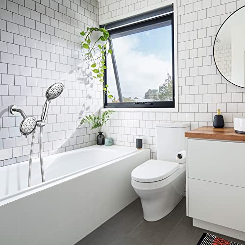 Cobbe 48-Setting High Pressure 3-Way Shower Head Combo, Hand Held Shower & Rain Shower Separately Or Together, 4.7" Dual 2 In 1 Showerhead With Stainless Steel Hose - Chrome - U.s. Invention Patents #TOP6