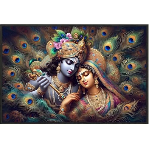 EUROTEX Radha Krishna Canvas Wall Painting for Bedroom – Vastu-Inspired Romantic Art for Couples to Enhance Love & Harmony(Canvas Roll Only)(12Inx18In)