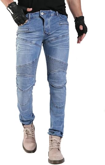 GELing Pantalon Moto Hombre Jeans Aramid con Armadura ，Azul,M : Amazon.es:  Coche y moto