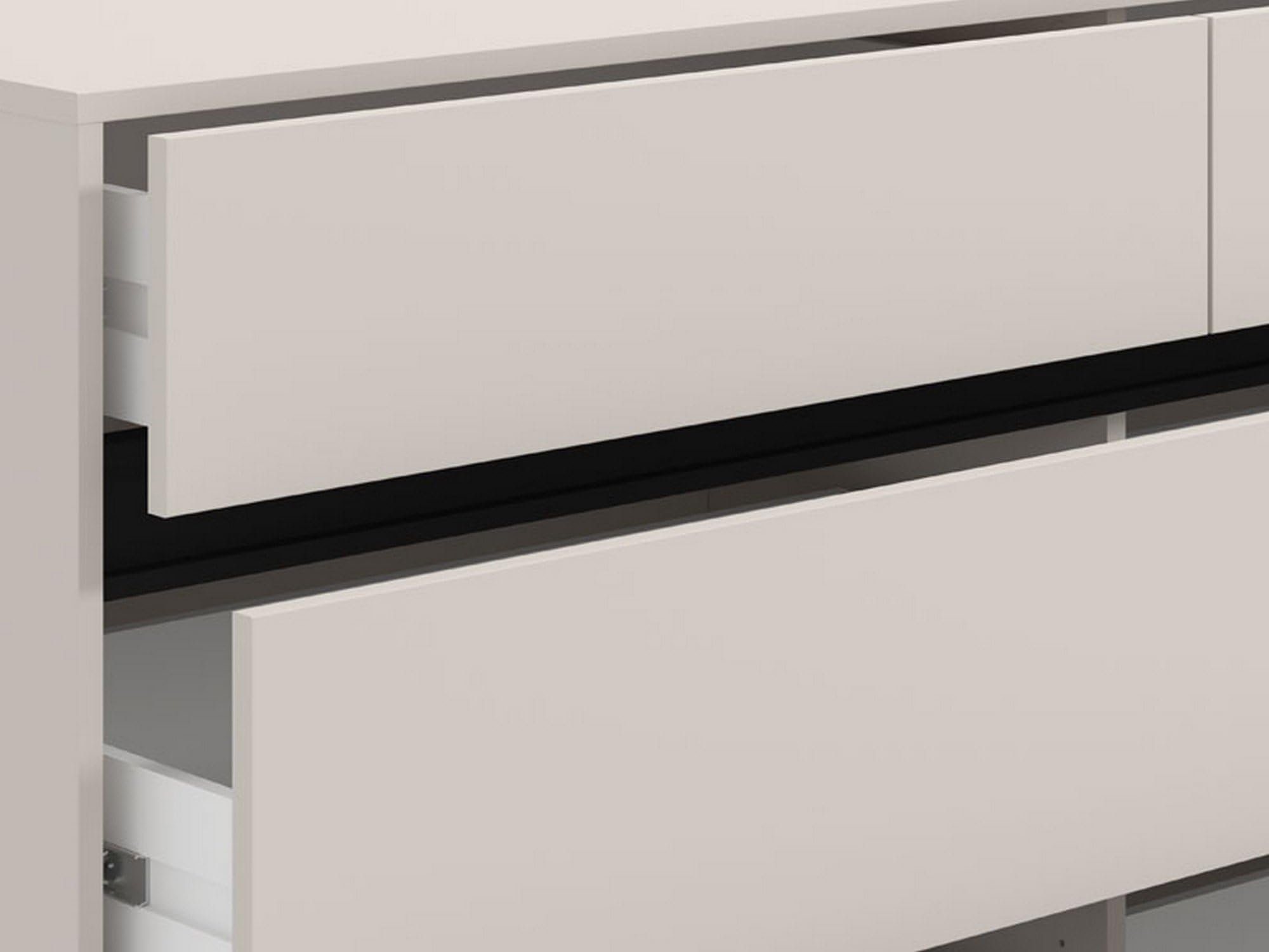 Dmora Cassettiera Chiketoo 157x40x90h cm Beige 6 Cassetti Apertura Scorrevole, Chiusura Scorrevole