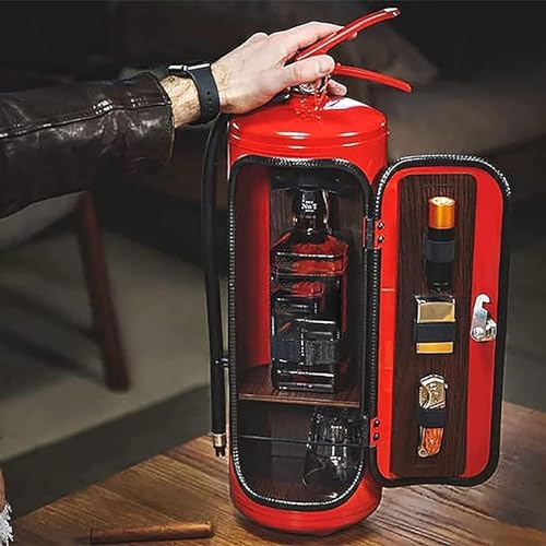 RofHaus Minibar Feuerlöscher – Mobile Bar – Metal, for Whisky-Liebhaber und Feuerwehrleute