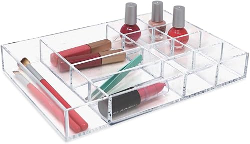 Miniatura 9 de Isaac Jacobs Organizador de cajones de acrílico transparente de 12 compartimentos (9.4 pulgadas de largo x 6.4 pulgadas de ancho x 1.3 pulgadas de
