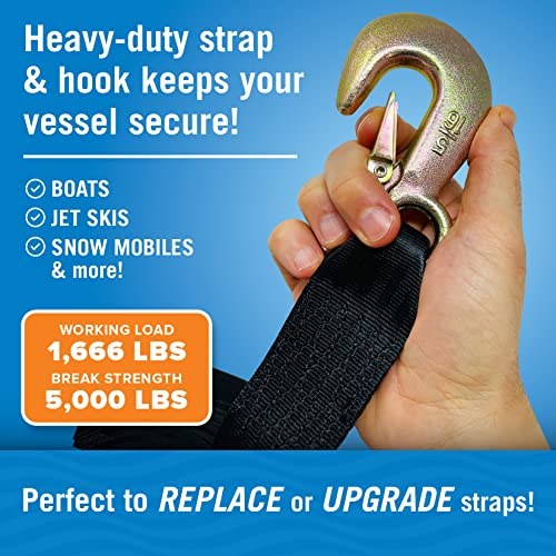 Image of Boat Trailer Winch Strap with Hook, Heavy Duty Replacement for Hand Crank