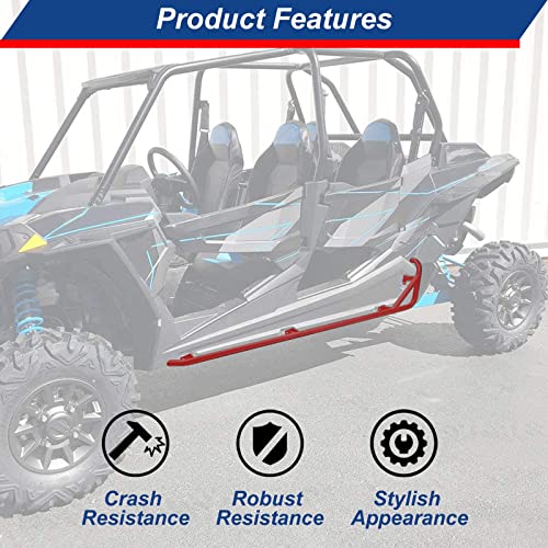 Elitewill Rzr Xp 4 1000 Rock Sliders Nerf Bars Red Heavy Duty Side Steps Tree Kickers Compatible With 2014-2023 Polaris Rzr Xp4 1000 / Rzr 4 900/4 Turbo Utv Accessories- 4 Seater #TOP27