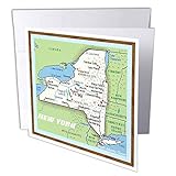 mapa bus turistico nueva york Fabricado en EE.UU. 3dRose gc_39025_2 - Tarjeta de felicitación (12 unidades, 15,2 x 15,2 cm), diseño de mapa de Nueva York