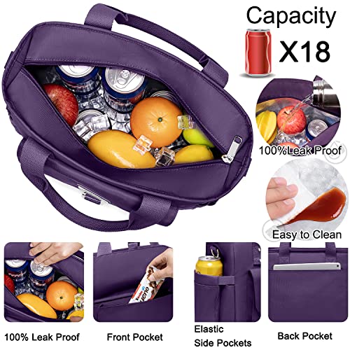 Artelaris Lunch Bag For Women, Extra Large Insulated Lunch Bag, Lunch Tote Bag For Work, Leak Proof Lunch Cooler Bag, Meal Prep Lunch Box, Purple And Black #TOP1