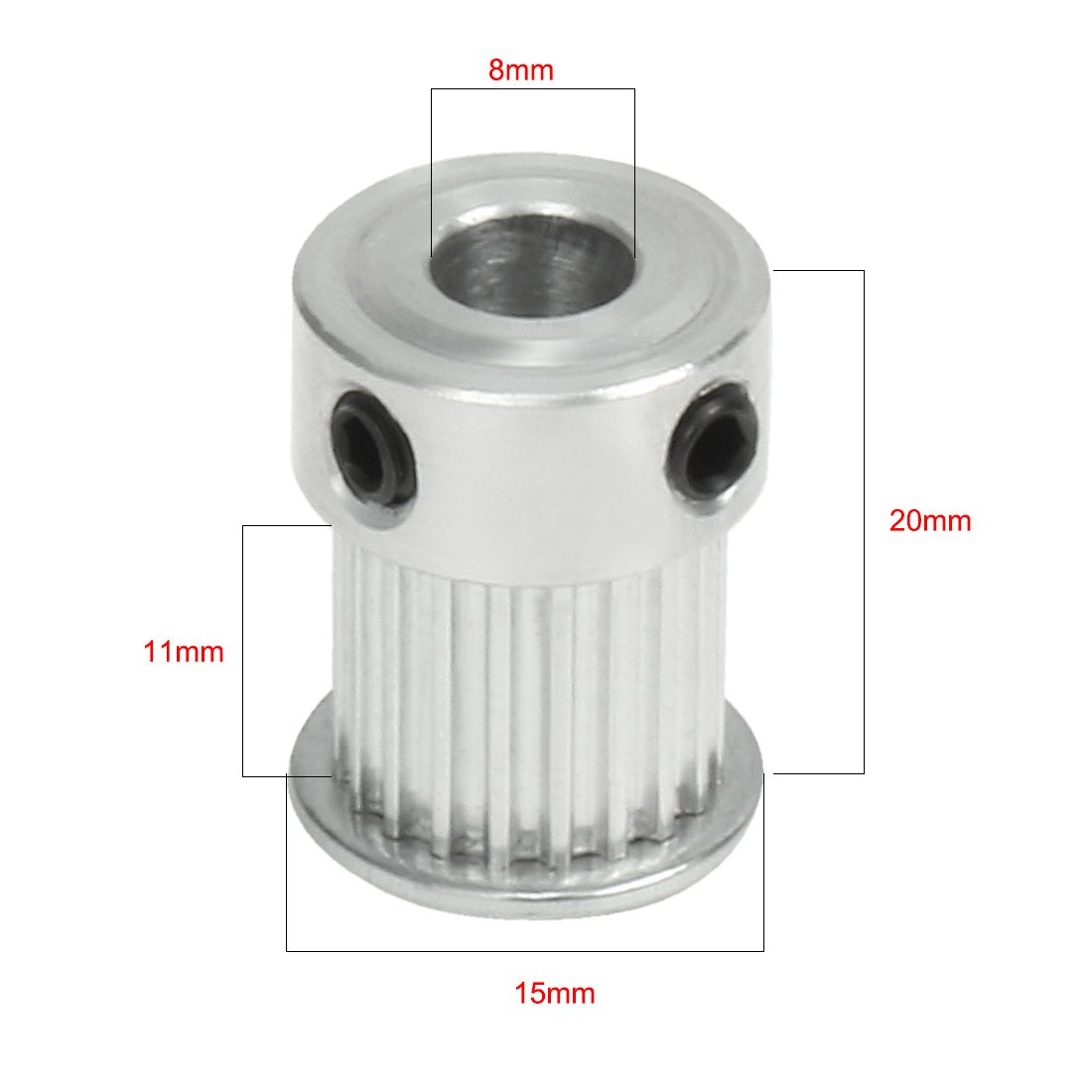 uxcell Aluminum MXL 20 Teeth 8mm Bore Timing Belt Pulley Flange Synchronous Wheel for 10mm Timing Belt