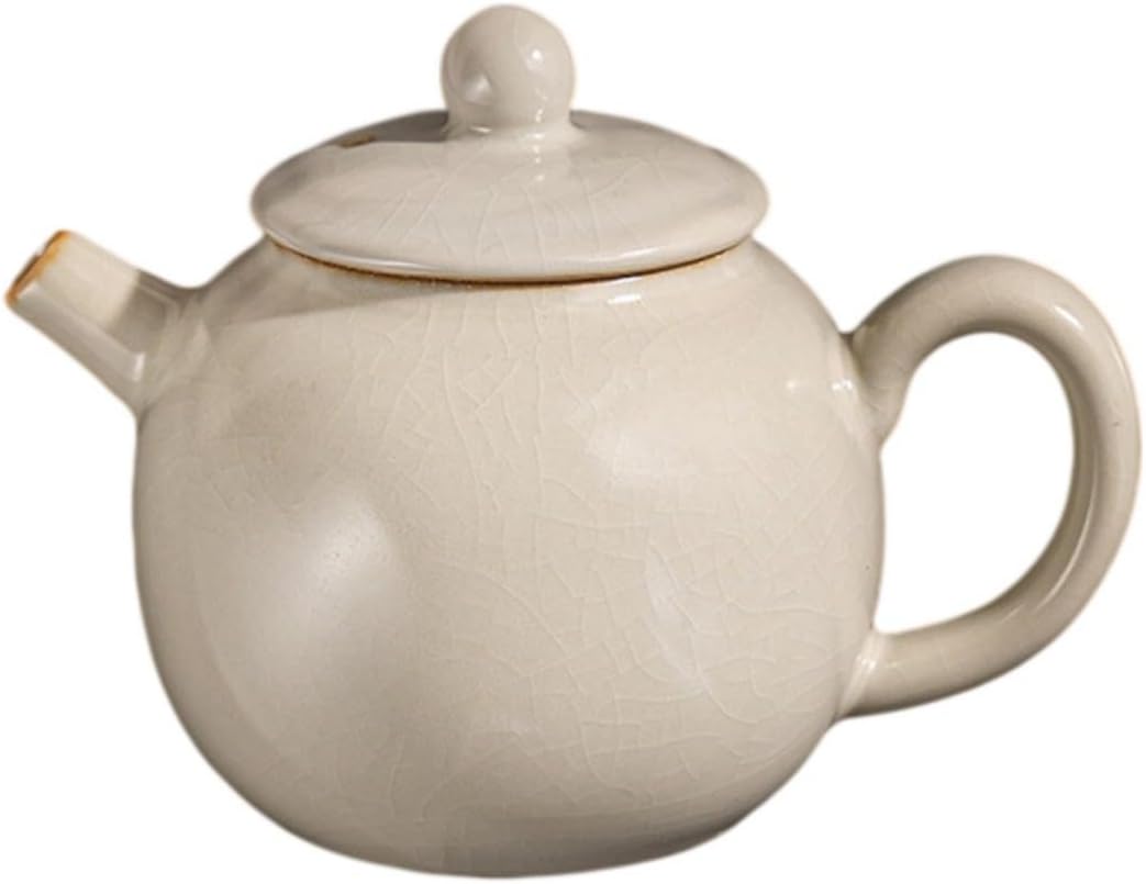 米黄汝窑-将军壶【礼盒装】-201mL(含)-300mL(含) Glass Tea Cup,Ceramic cup Set,Zi Sha Tea Cup,Ceramic Teapot,Purple Clay Tea 米黄汝窑茶壶泡茶家用喝 Ceramic Coffee Mugs Set,Microwave & Dishwasher Safe,Gift for Man and Women