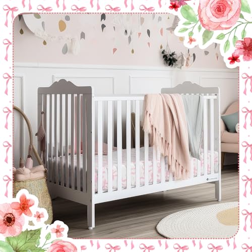 Image of Peryiter 2 Pack Pink Bow Crib Sheets for Girls Boys Coquette Bed Sheet Set Fitted 52'' x 28 inch for Standard Crib Mattress Stretchable Soft Toddler Aesthetic Nursery Decor