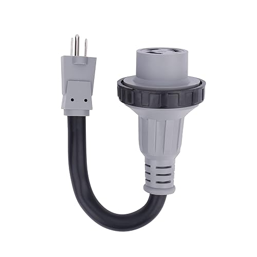 Miniatura 7 de AA Ignition Adaptador RV de 15 amperios a 30 amperios de 12 pulgadas - macho 5-15P a hembra L5-30R - Conector convertidor eléctrico Dogbone de 125