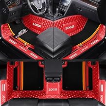 Custom Double Layer Leather Car Floor Mats for 95% Sedan SUV All-Weather Protective Mats Full-Coverage Front and Back Liner Mats for Protection Non-Slip Floor LinerRed Black