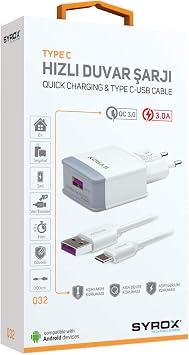 SYROX Q32 Ouick 3.0 Type-C Charger Set, 3.0A 5W