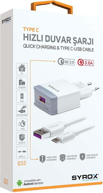 SYROX Q32 Ouick 3.0 Type-C Charger Set, 3.0A 5W