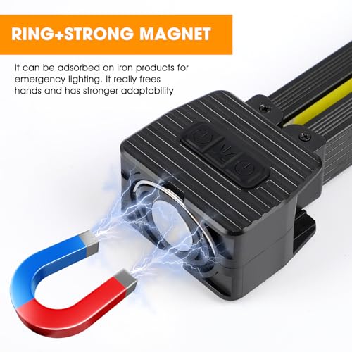 Image of Magnetic Gym Lamp for Posing, Portable Magnet LED Flashlight with Hanging Hook, 7th Gear Dimming & 180 Degree Folding, Handheld USB Rechargeable Power Bank Camping Light (1 PCS)