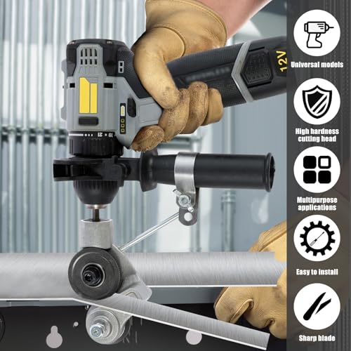 Electric Drill Plate Cutter, High Manganese Steel Electric Drill Shears Sheet, Drill Cut Pro Metal Cutting Adapter, Sheet Metal Cutter Drill Attachment for Cutting Iron Copper (Universal Version) - Thumbnail 3
