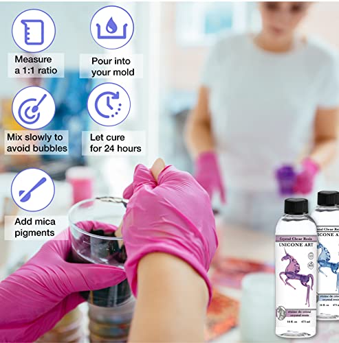 Crystal Clear 16 Ounce Epoxy Resin Kit Resin Epoxy Craft Kit (8Oz. Resin + 8Oz. Hardener) High Gloss Uv Resistant Odor-Free Art Resin, Bpa-Free And Non-Toxic Epoxy Resin Clear Formula 16Oz #TOP1