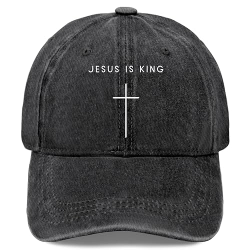 Jesus Hat for Men Women Christian Trucker Cap – Jesus is King Snapback Hat, Cross Faith Baseball Cap, Christian Hats for Men Religious Gifts