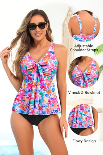Image of Yonique Women's Flowy Tankini Top - Modest Swim Top with Loose Fit, No Bottom