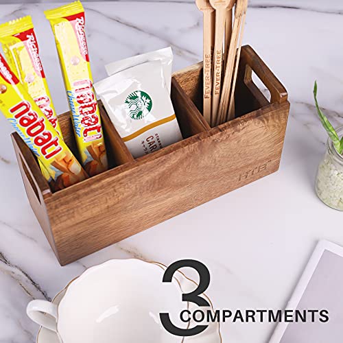 Htb Wood Desk Organizers, 3 Compartment Pen And Pencil Holder, Desktop Organizer For Store Marker, Office Supplies, Makeup Brush, Tv Remotes, Game Console #TOP4