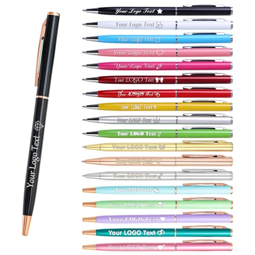 Spersonalizowane złote długopisy kulkowe, długopis do pisania w stylu obrotowym, z grawerowaną nazwą, niestandardowe logo Slim Metal Pen, na prezent biznesowy ślubny (Dark Blue)